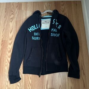 Hollister Black Hoodie with Teal/Seafoam Applique